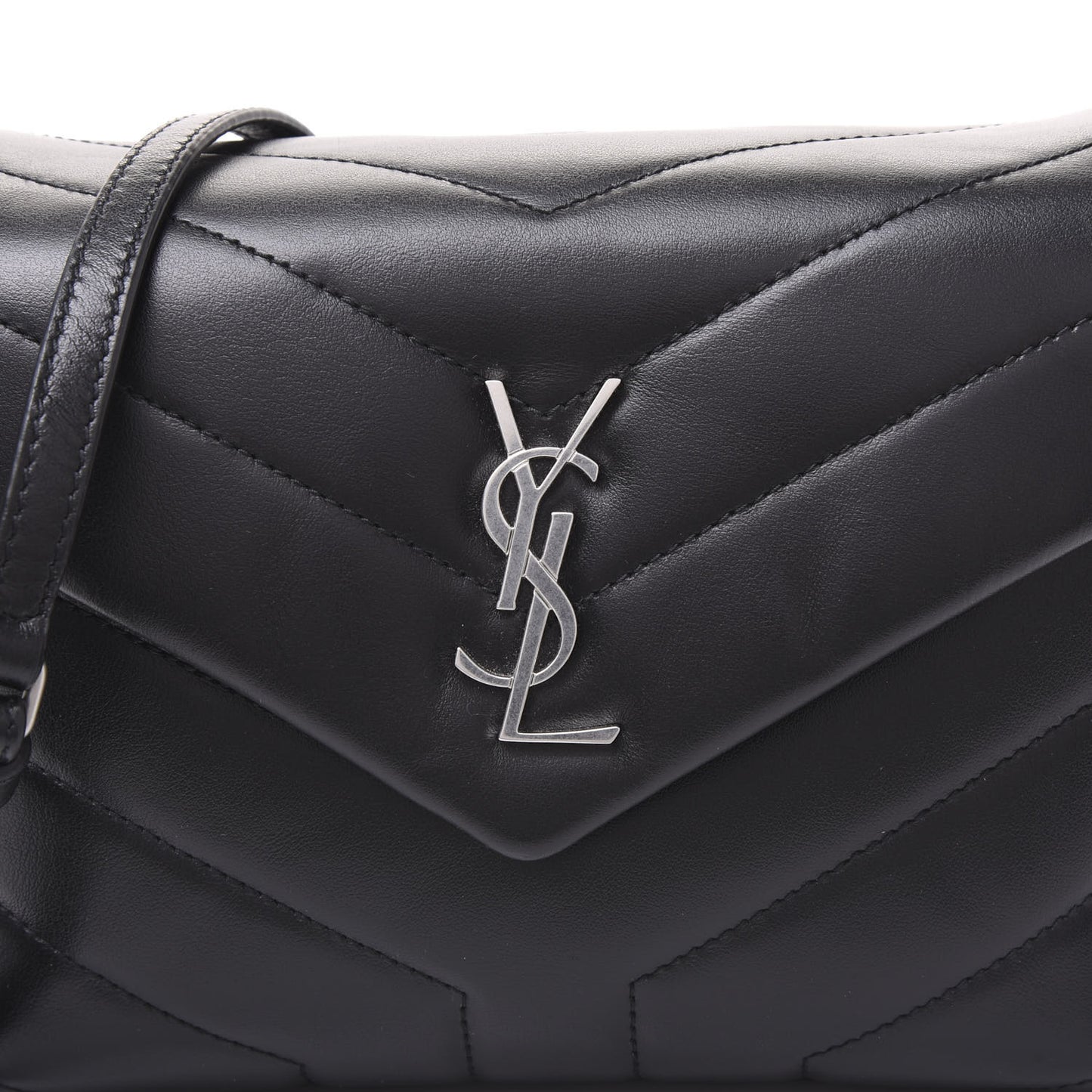 Calfskin Y Quilted Monogram Toy Loulou Crossbody Bag Black