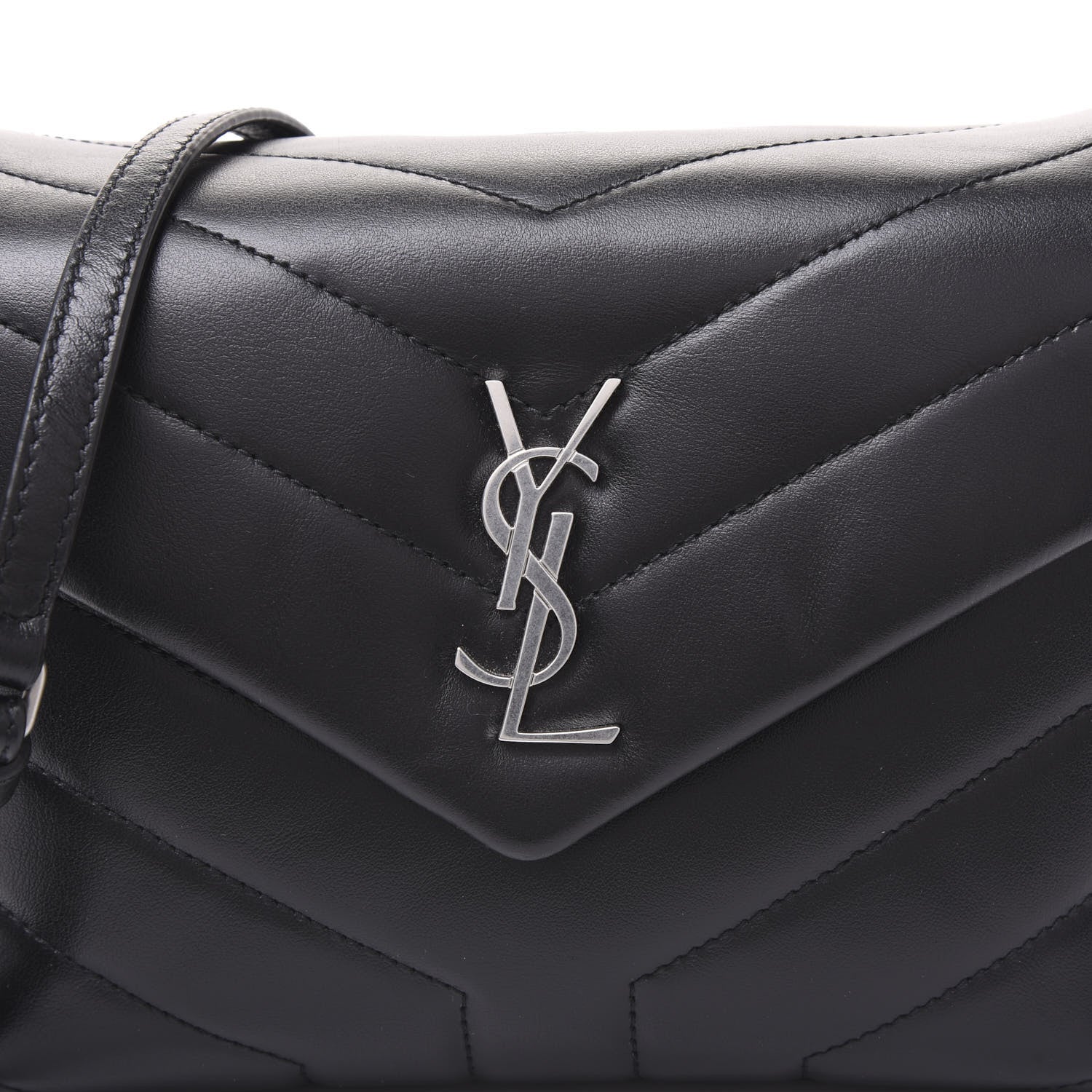 Saint Laurent Calfskin Y Quilted Monogram Toy Loulou Crossbody Bag Black 9 of 10