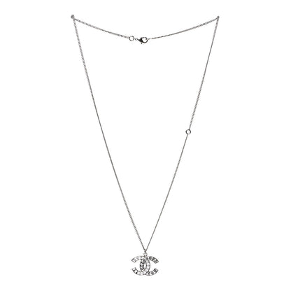 Chanel Crystal Pearl CC Pendant Necklace Silver 2 of 4