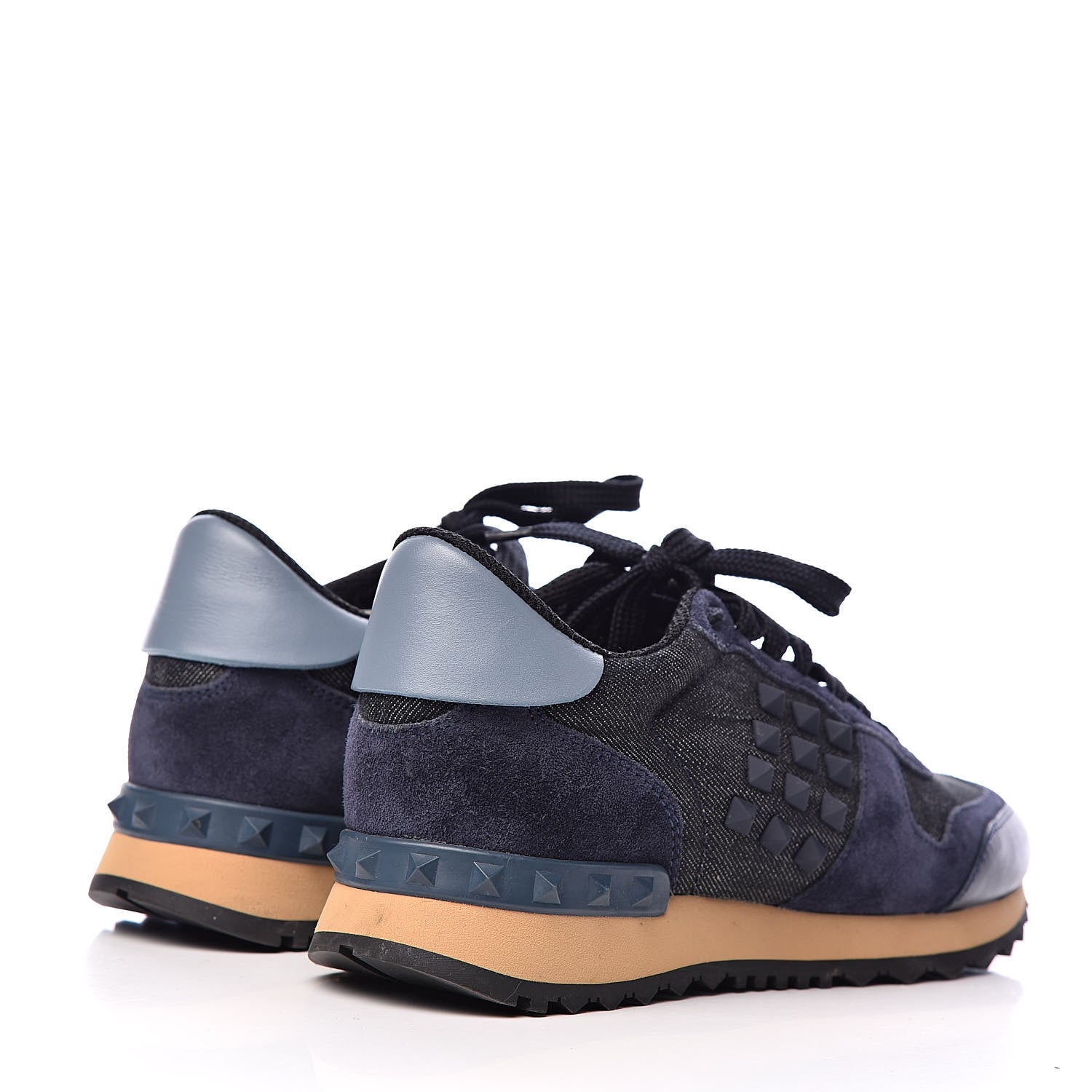 Valentino Garavani Denim Calfskin Suede Rockstud Sneakers 35.5 Deep Denim 4 of 11