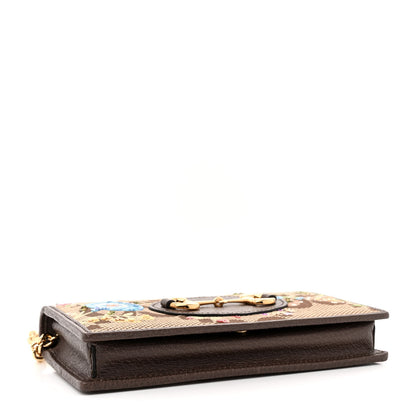 Gucci Monogram Jumbo GG Textured Dollar Calfskin Embroidered Horsebit 1955 Wallet On Chain Camel Ebony New Acero Multicolor 4 of 10