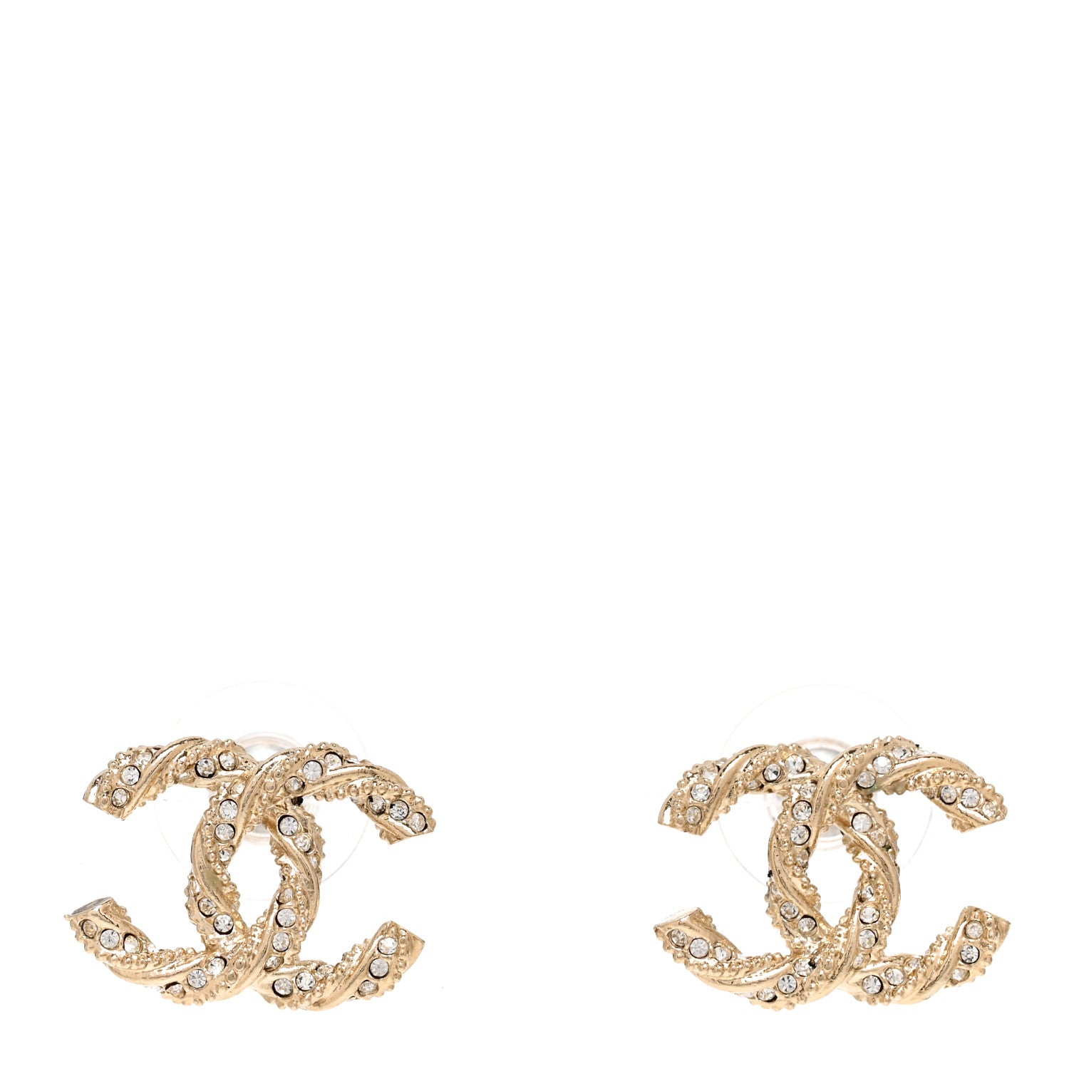 Chanel Crystal Twisted CC Earrings Gold 1 of 5