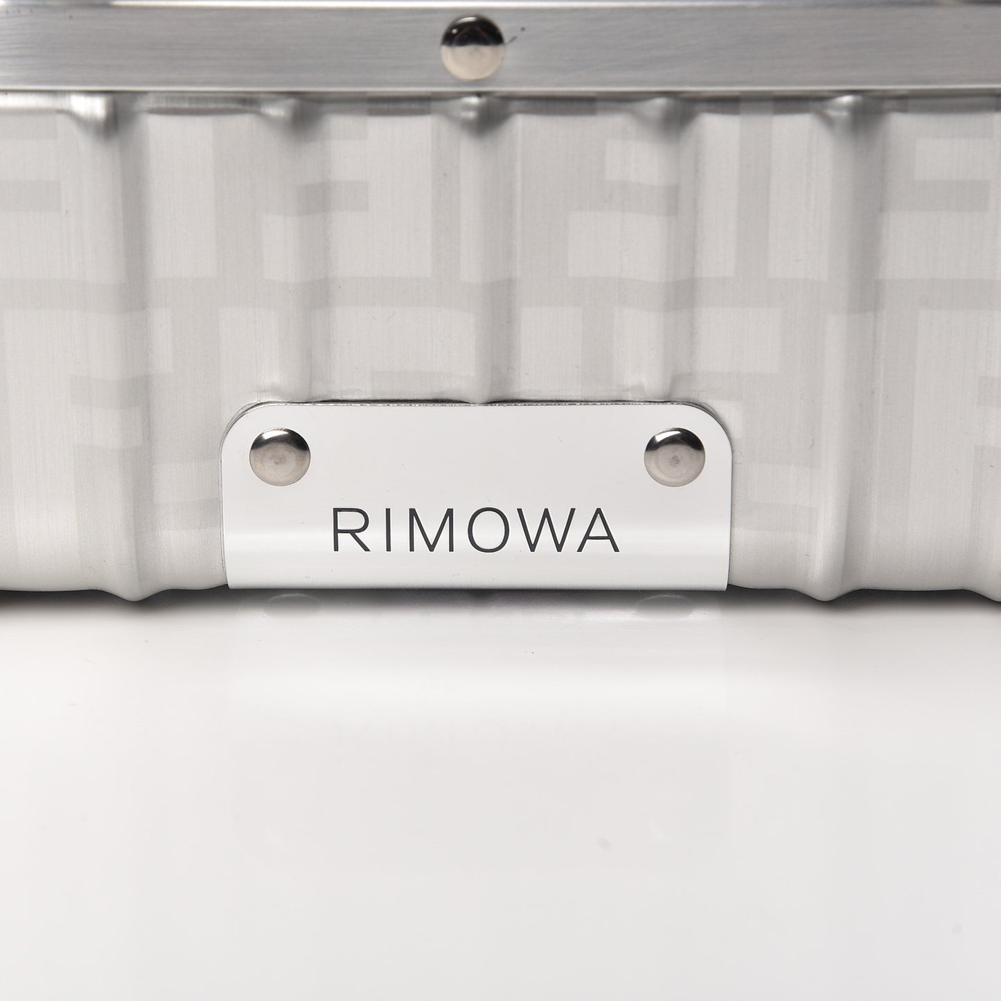 X RIMOWA Aluminum FF Print Roll Away Carry On Luggage Silver