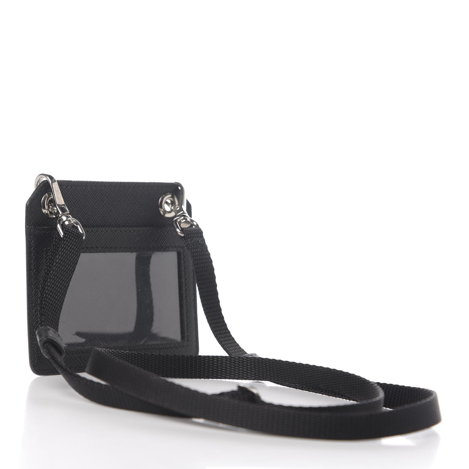 Prada Saffiano Racing Logo Lanyard ID Holder Black 2 of 4