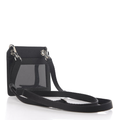 Prada Saffiano Racing Logo Lanyard ID Holder Black 2 of 4