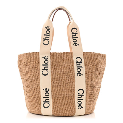 Chloe Raffia Large Woody Basket Bag White 1 of 9