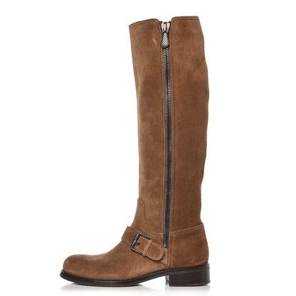 Bottega Veneta Suede Zip Knee High Boots 38 Natural 1 of 22