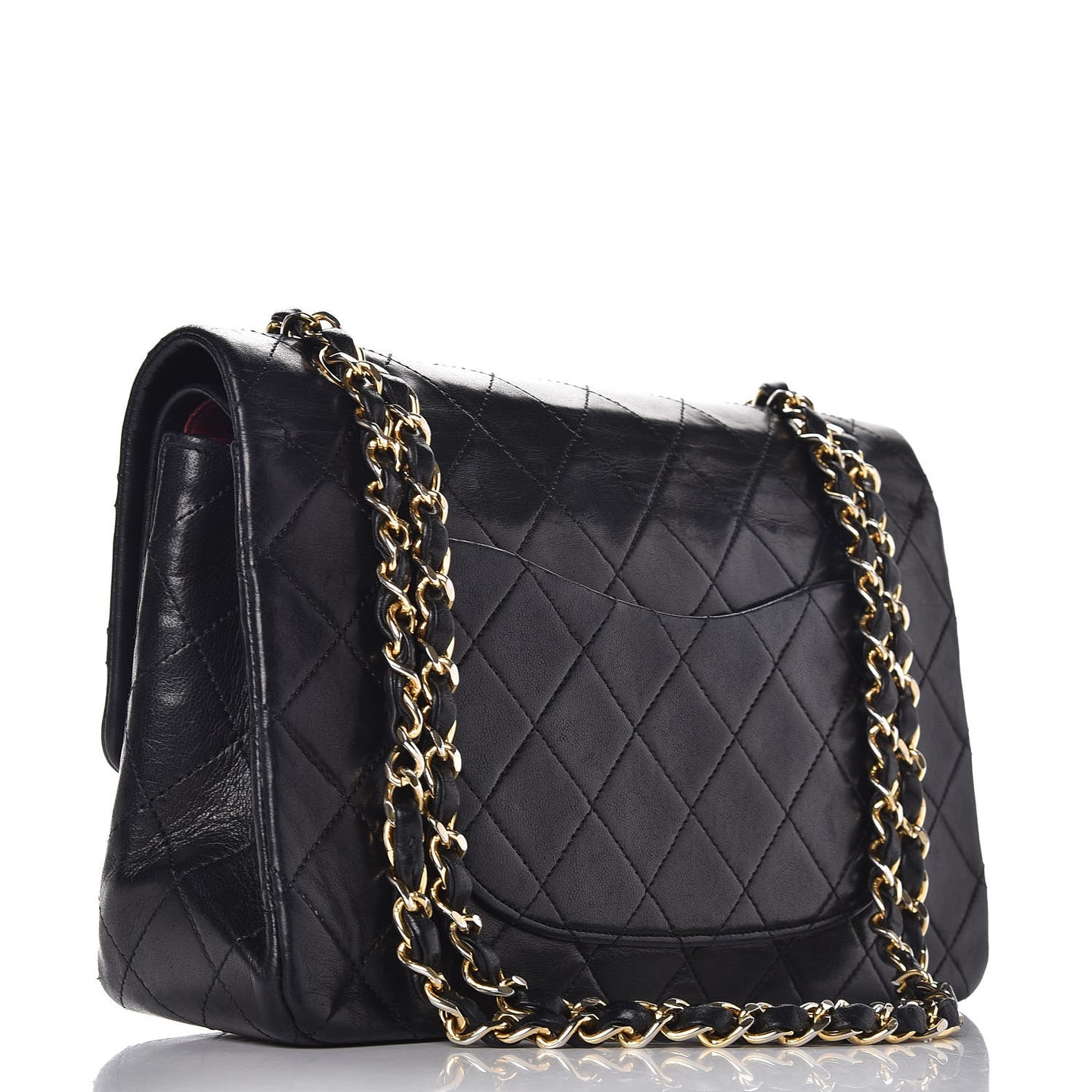 Lambskin Quilted Medium Double Flap Black