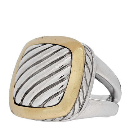 David Yurman Sterling Silver 18K Yellow Gold Square Sculpted Cable Ring 52 6 3 of 8