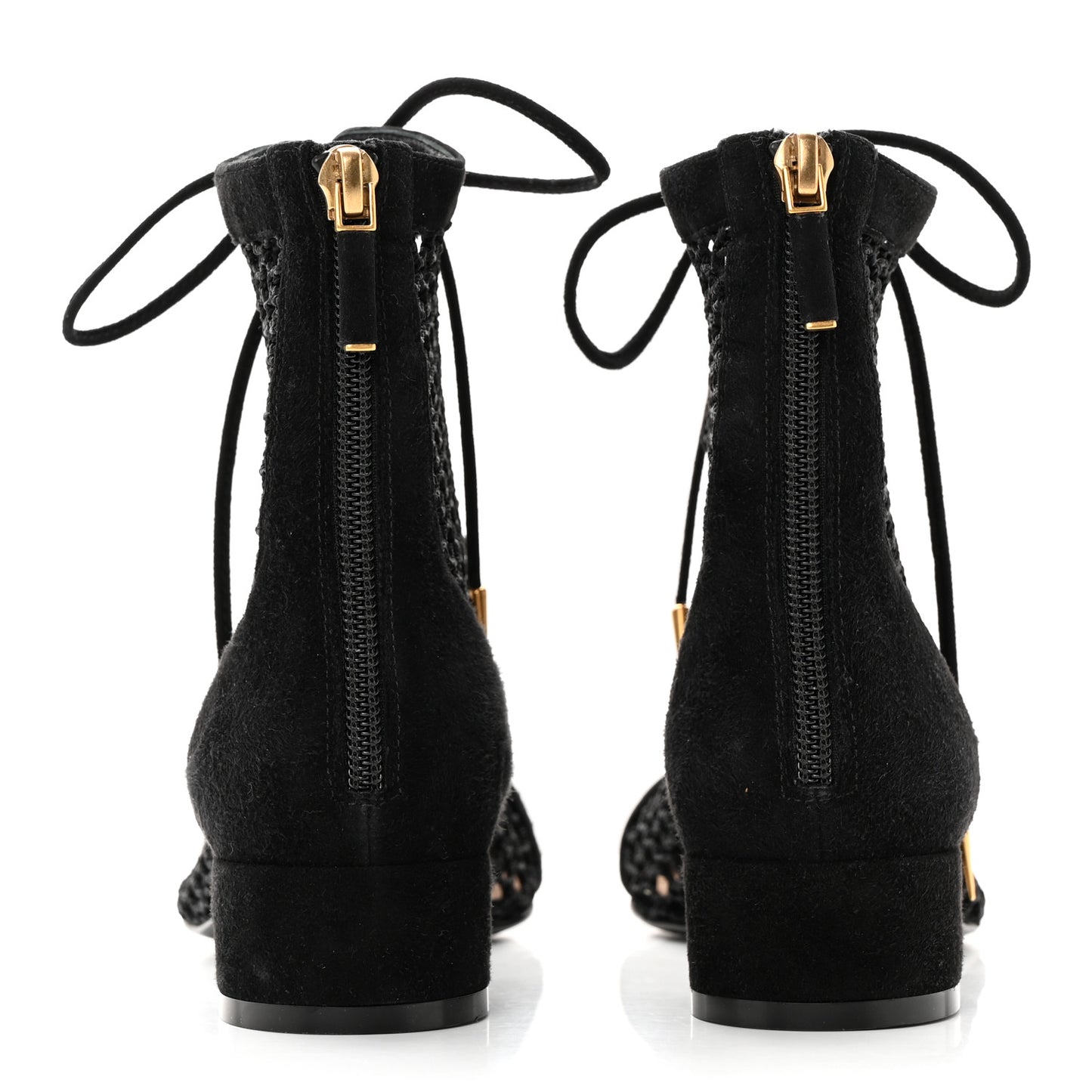 Suede Laminated Resille Naughtily-D 30mm Ankle Boots 36 Black Gold