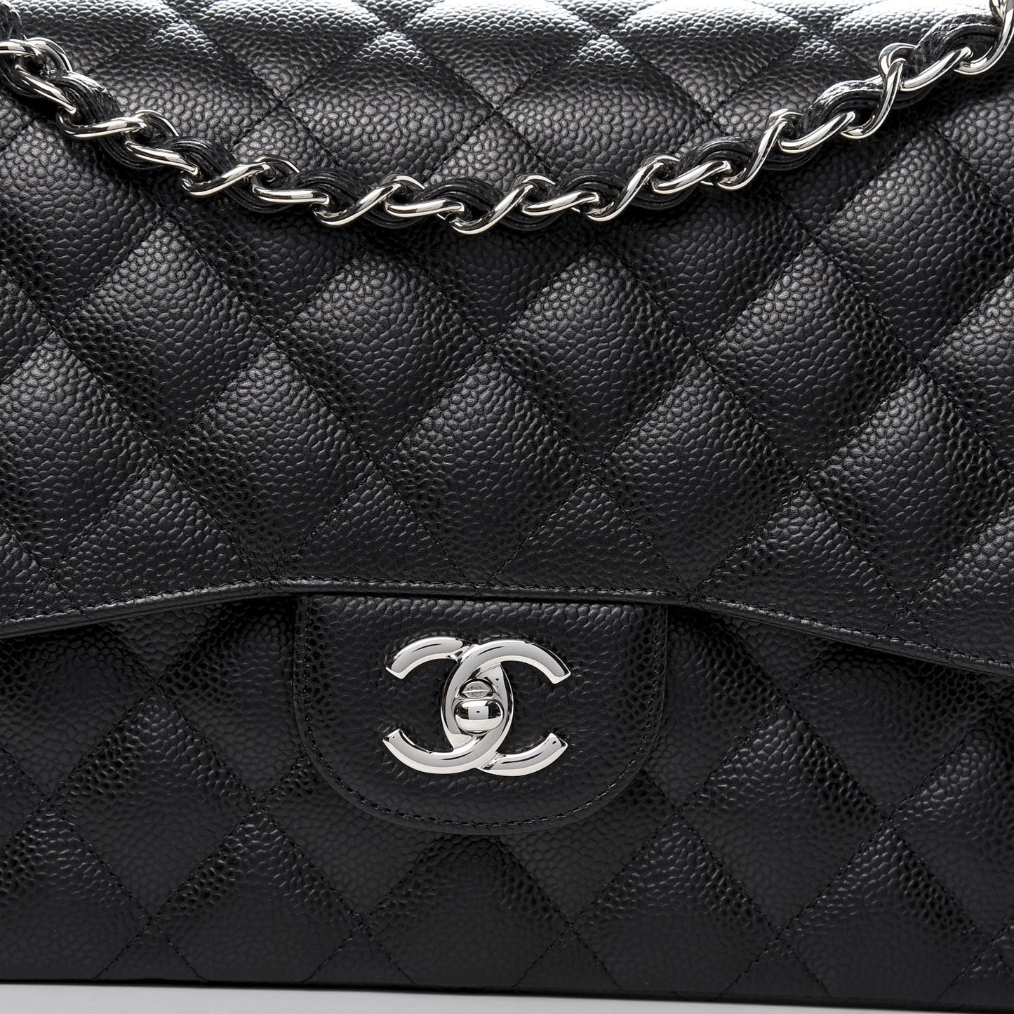 Caviar Quilted Jumbo Double Flap Black