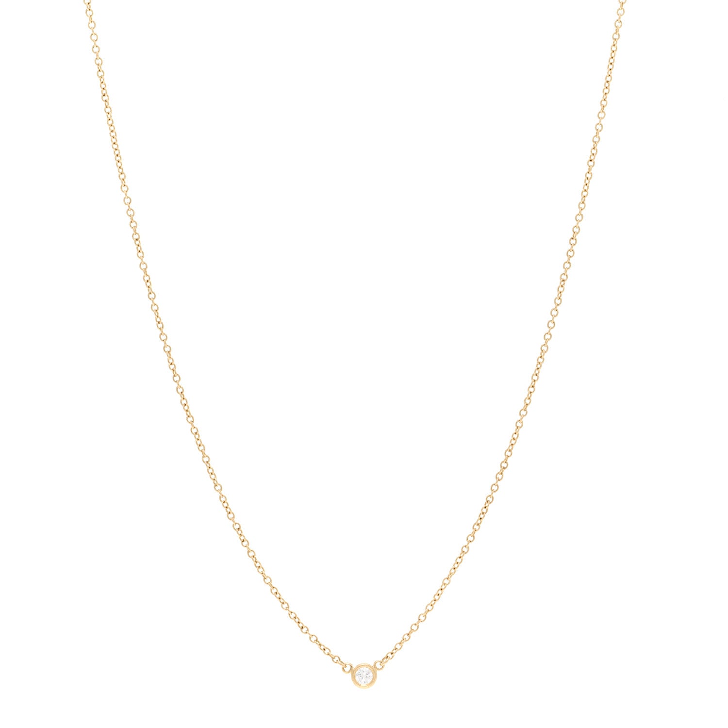 Tiffany 18K Yellow Gold Diamond .05ct Elsa Peretti Diamonds by the Yard Pendant Necklace 1 of 4