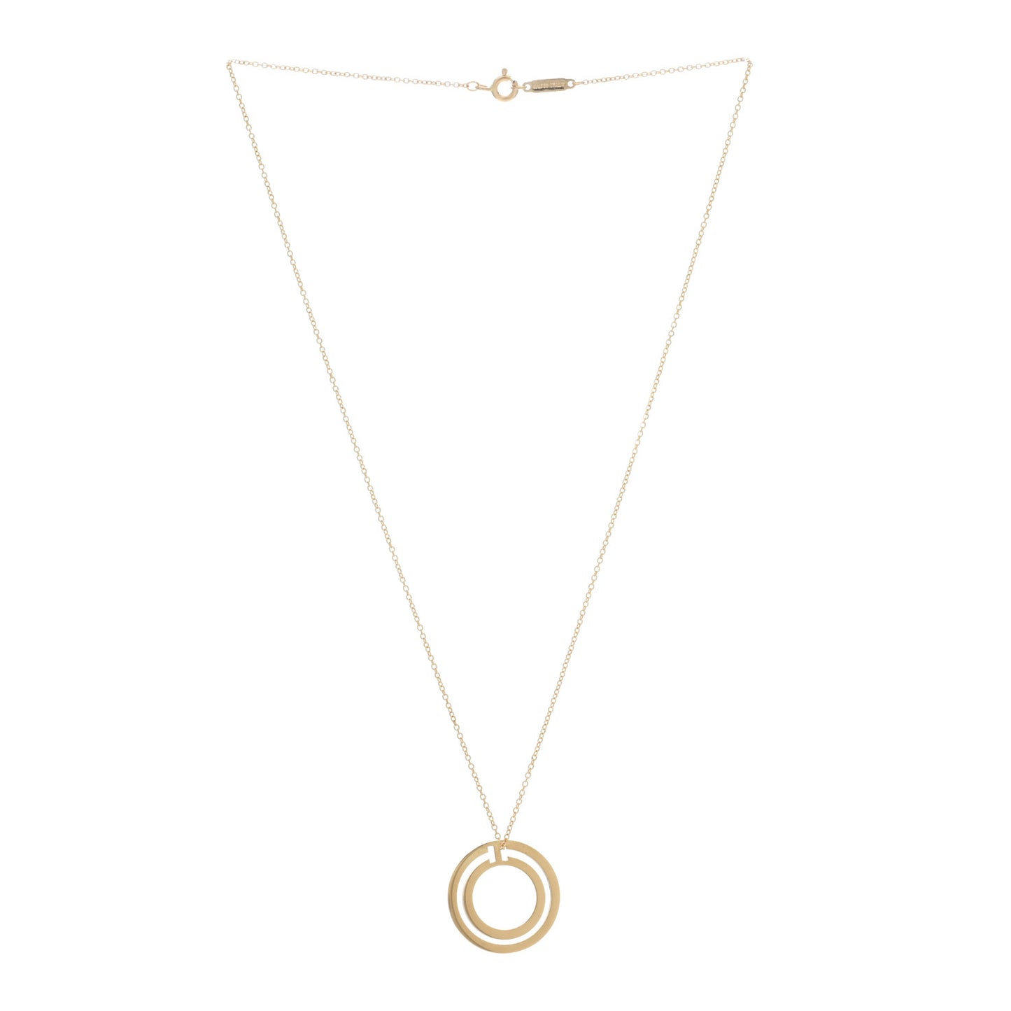 18K Yellow Gold T Circle Pendant Necklace