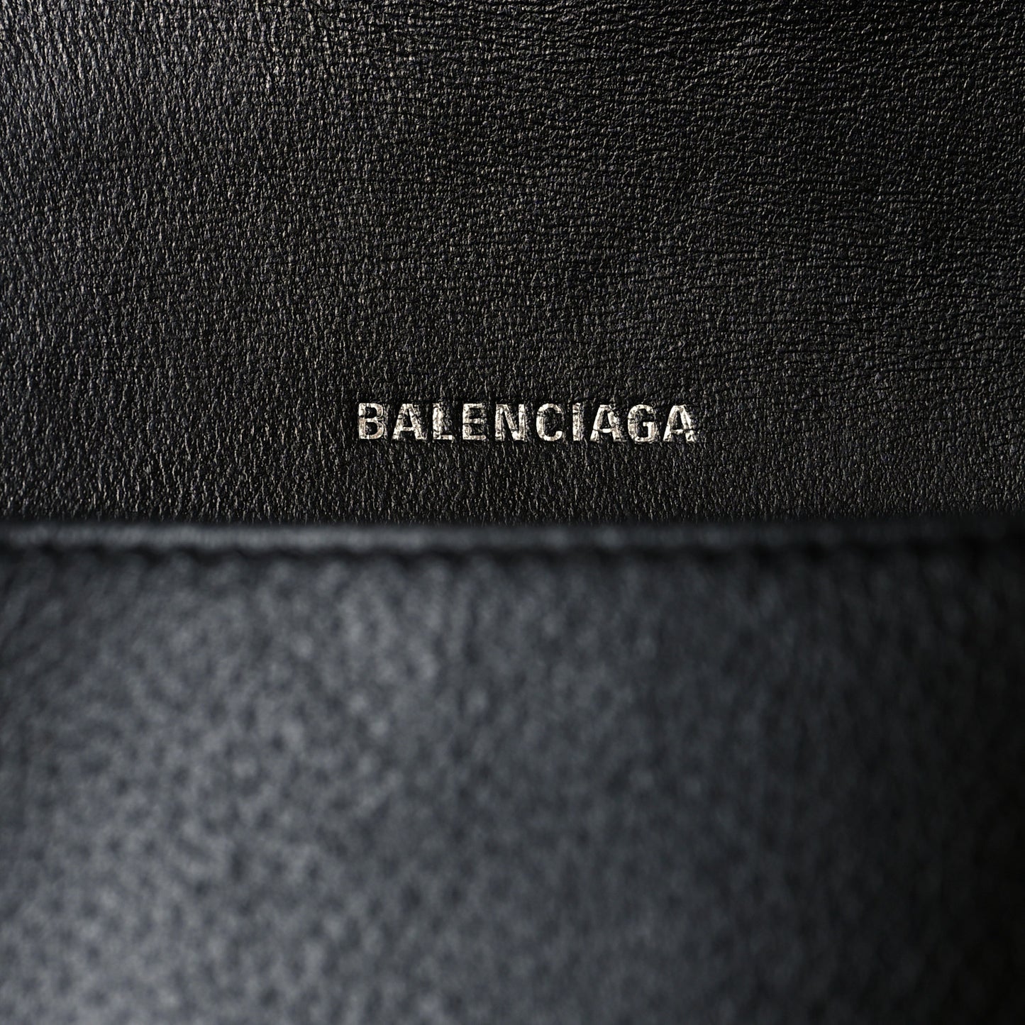 Grained Calfskin Small Hourglass Top Handle Bag Black