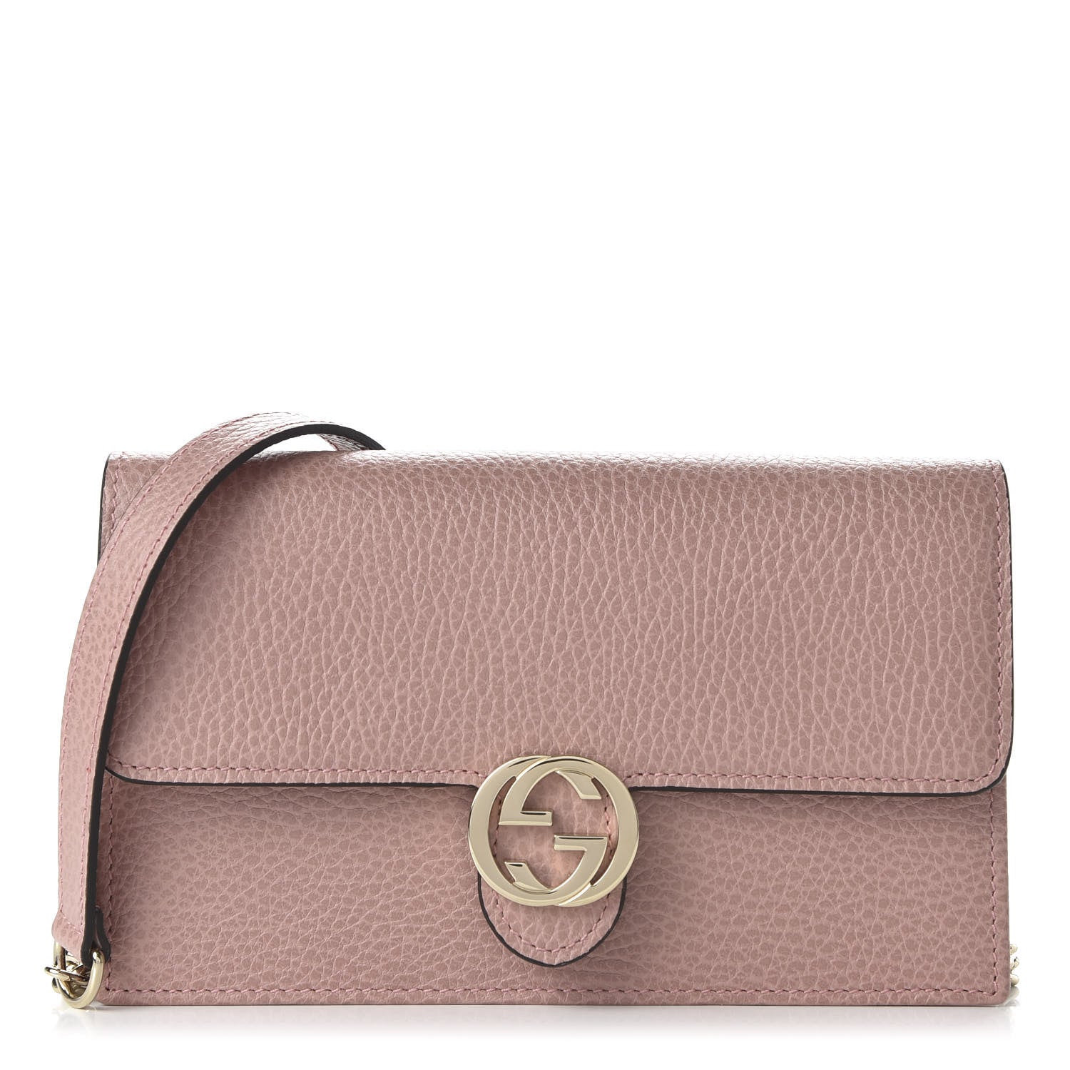 Gucci Dollar Calfskin Interlocking G Chain Wallet Soft Pink 1 of 9