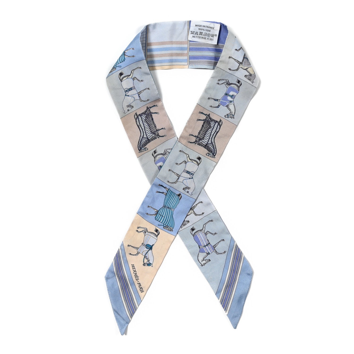 Hermes Silk Couvertures Nouvelles Twilly Menthe Ciel Marine Sable 1 of 11