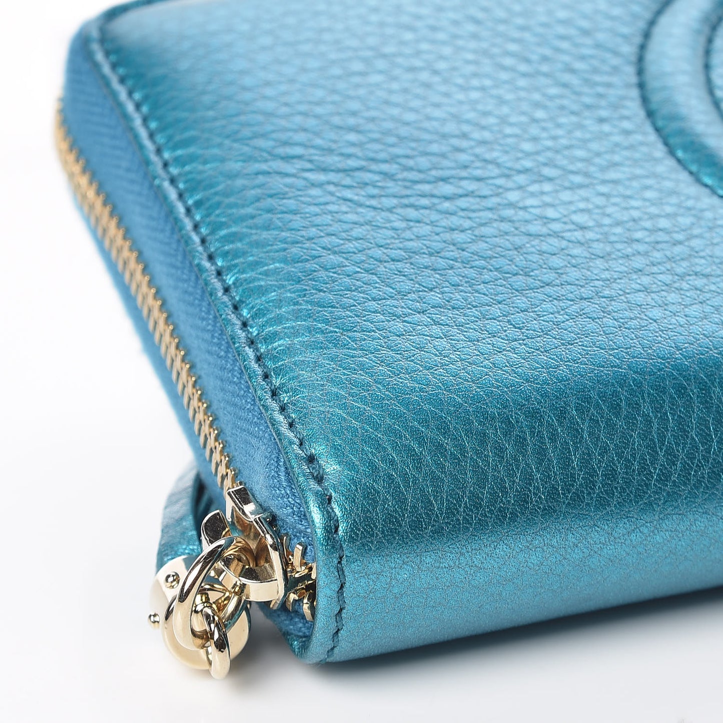 Metallic Cellarius Calfskin Soho Zip Around Wallet Deep Cobalt