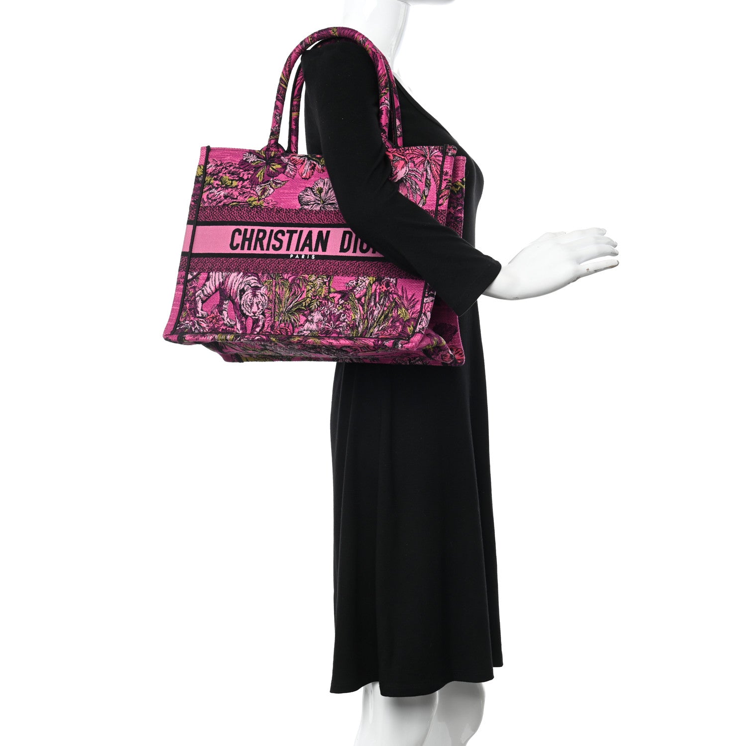Christian Dior Canvas Embroidered Medium Toile de Jouy Voyage Book Tote Fuchsia Multicolor 2 of 12