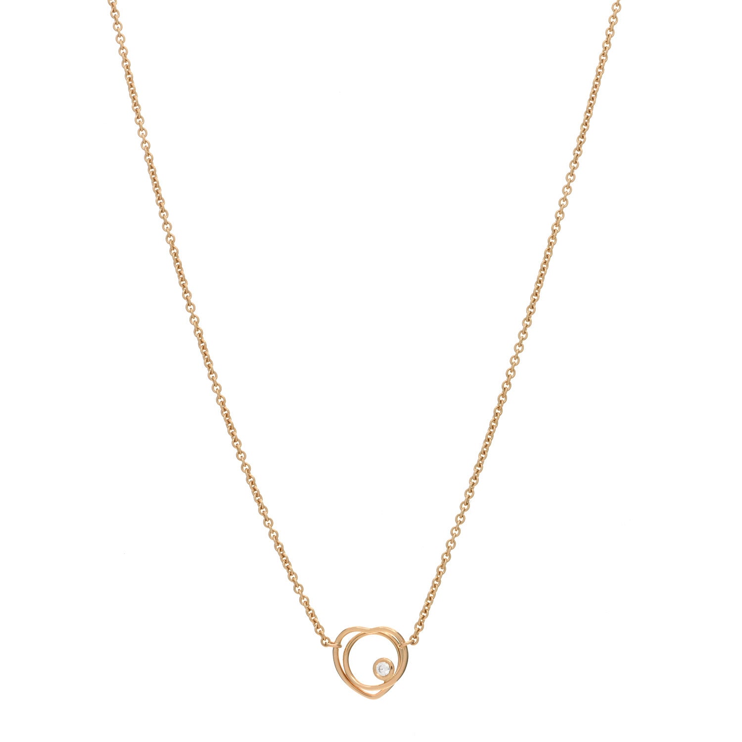 Hermes 18K Rose Gold Diamond TPM Vertige Coeur Necklace SH 1 of 3