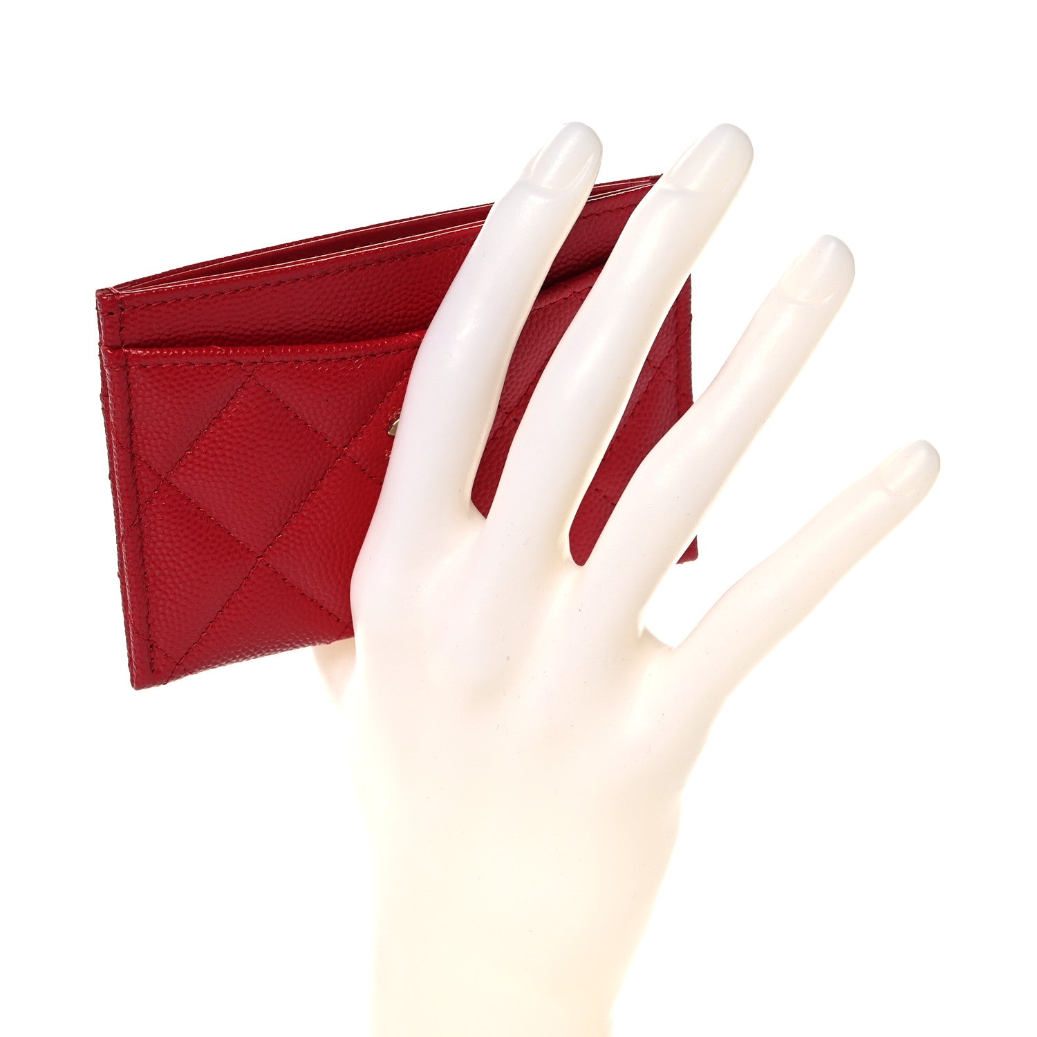 Chanel Caviar Quilted Card Holder Red 2 of 9