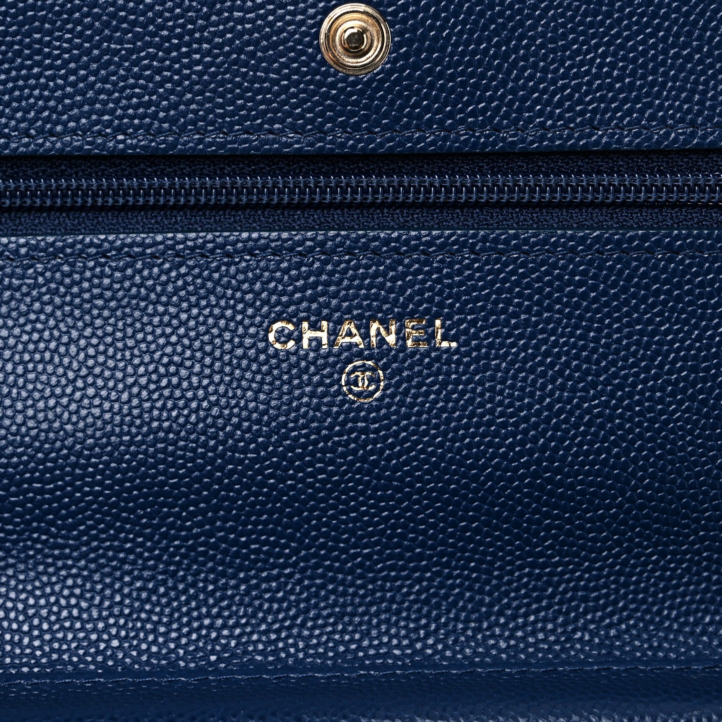 Caviar Quilted Wallet On Chain WOC Navy Blue