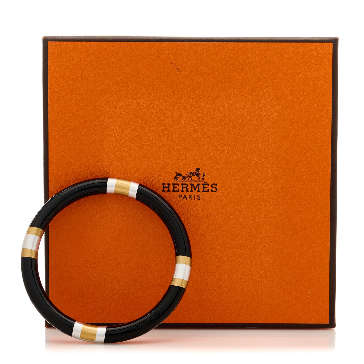 Lacquered Wood H Equipe PM Bangle Bracelet T1 Black