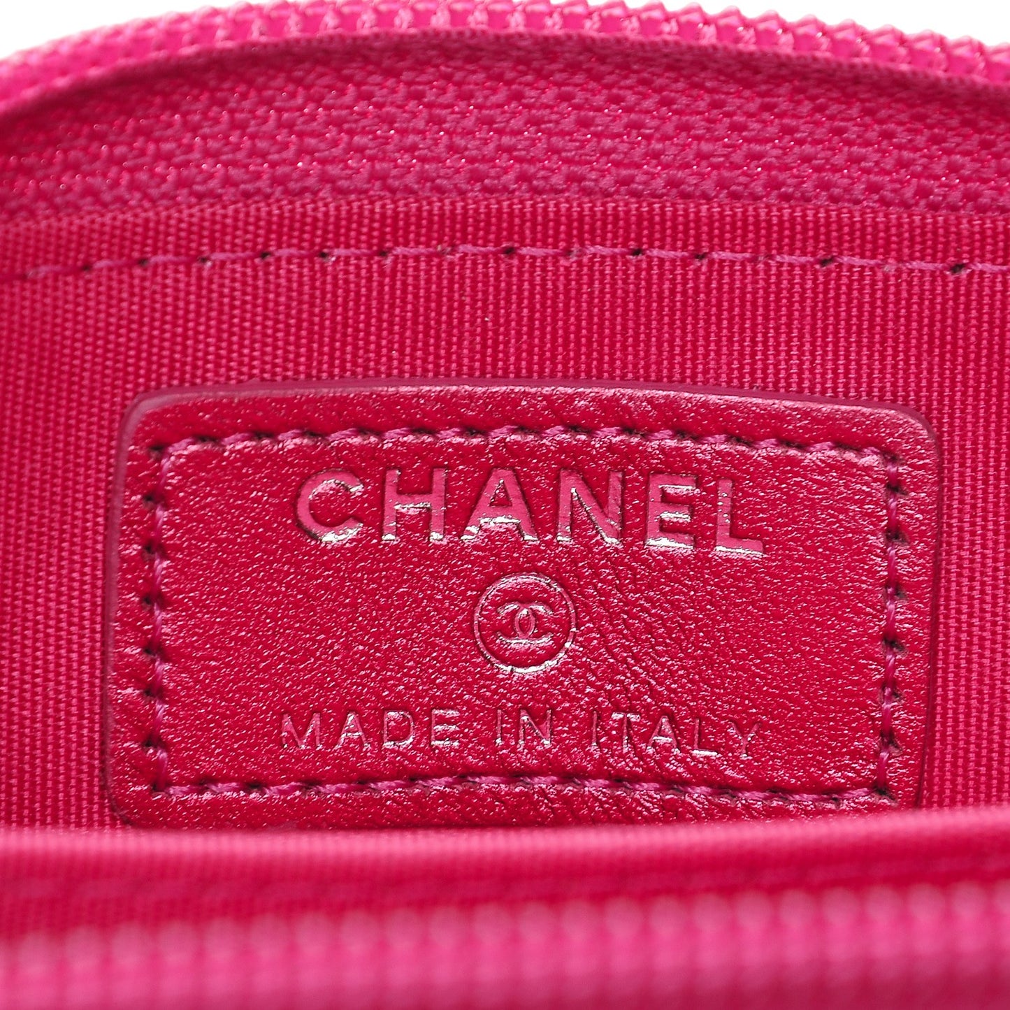 Metallic Patent Quilted Zip Around Boy Coin Purse Wallet Fuchsia
