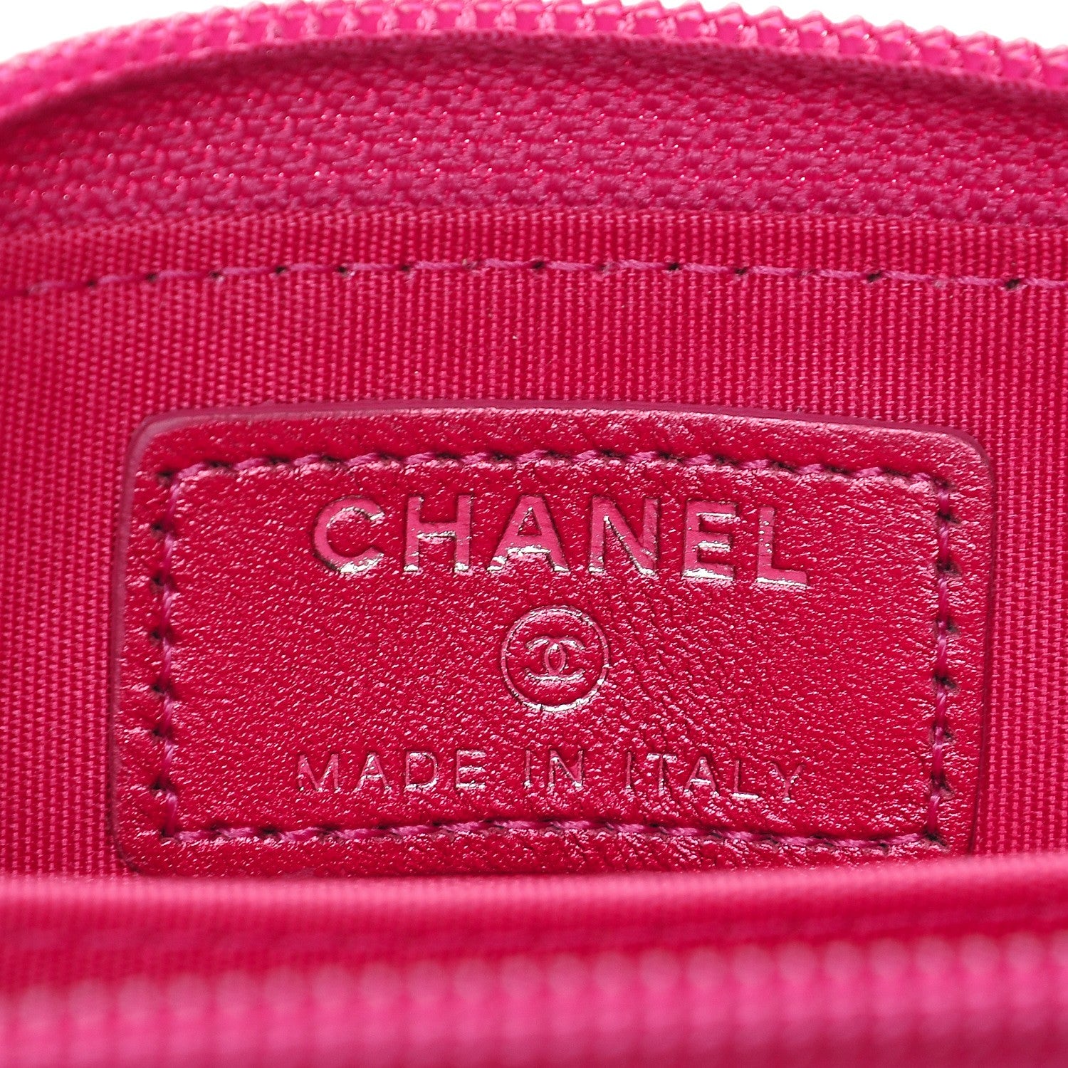 Chanel Metallic Patent Quilted Zip Around Boy Coin Purse Wallet Fuchsia 7 of 8
