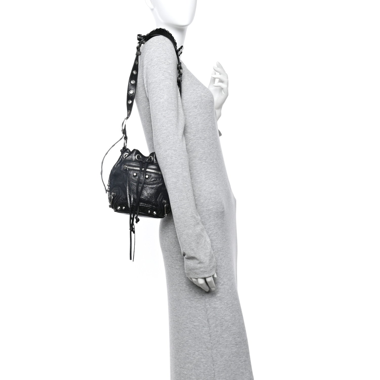 Balenciaga Agneau Arena Le Cagole Bucket Bag XS Black 2 of 10