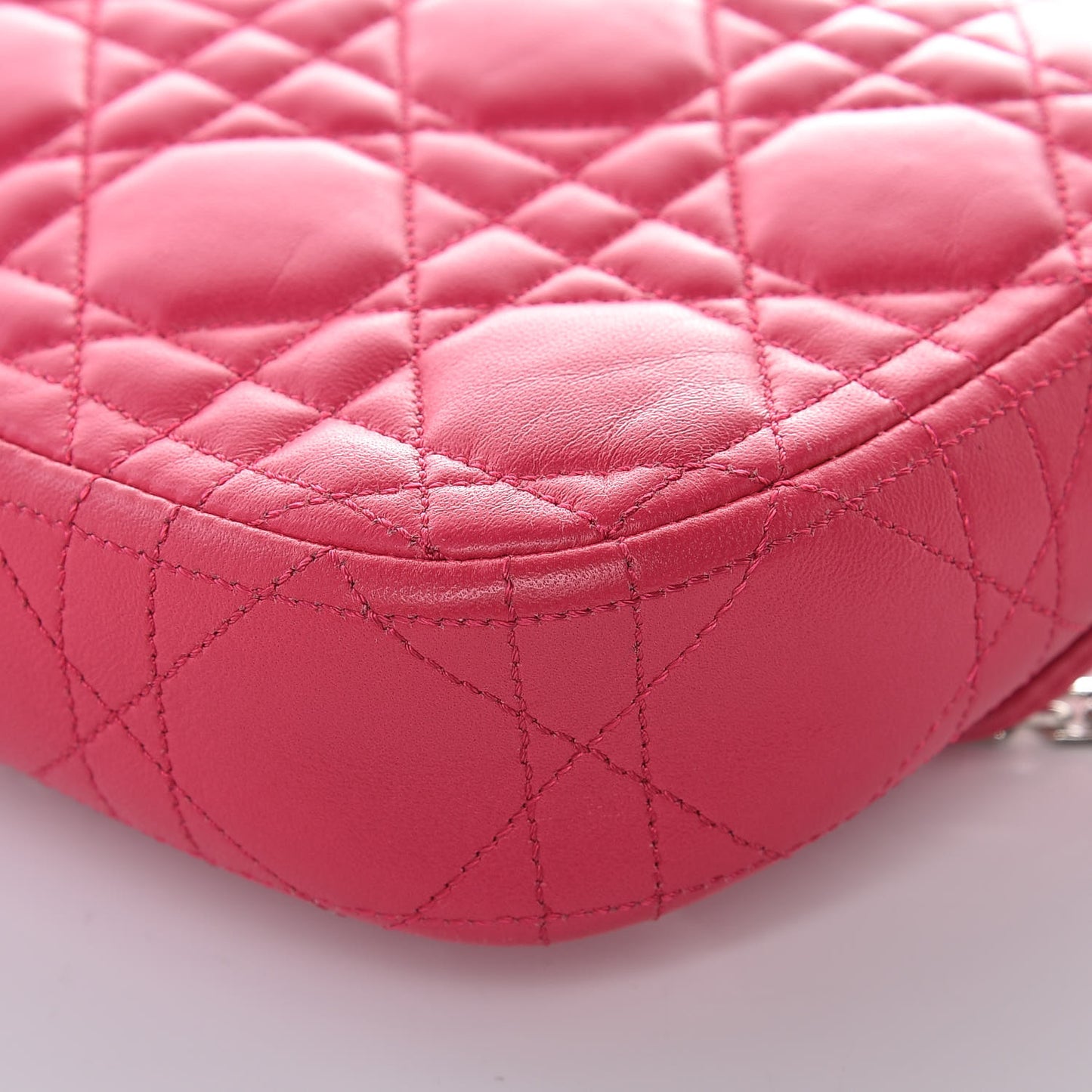 Lambskin Cannage Miss Dior Promenade Pouch Fuchsia