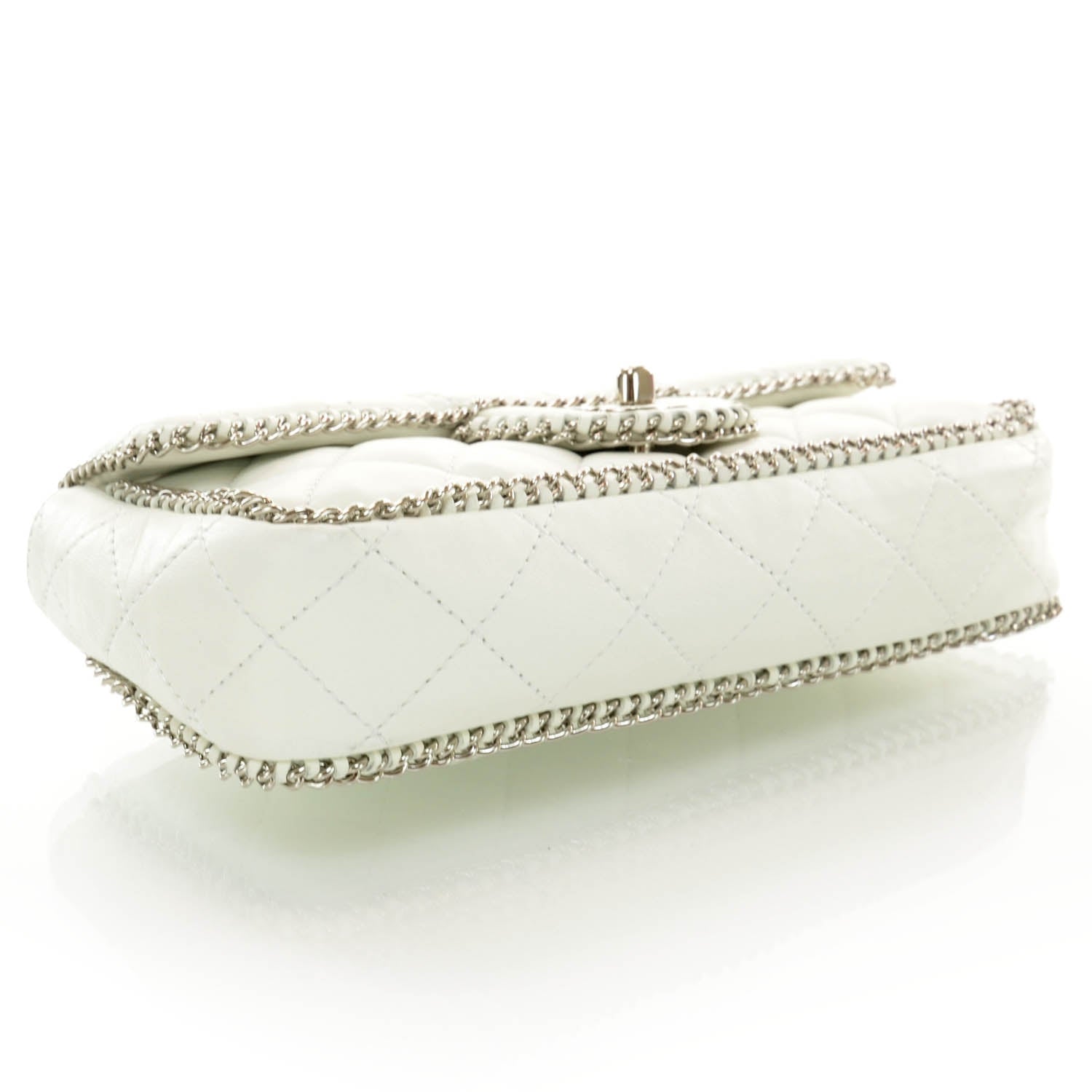 Chanel Lambskin Quilted Madison Chain Trim East West Flap White 4 of 9