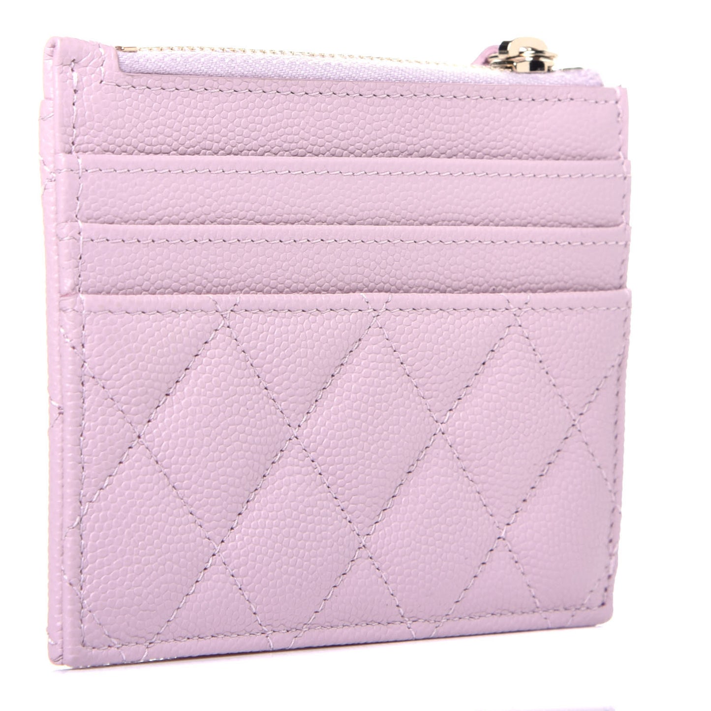 Caviar Quilted CC Zip Card Holder Light Pink