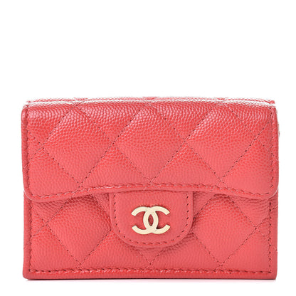 Chanel Caviar Quilted Compact Flap Wallet Red 1 of 12