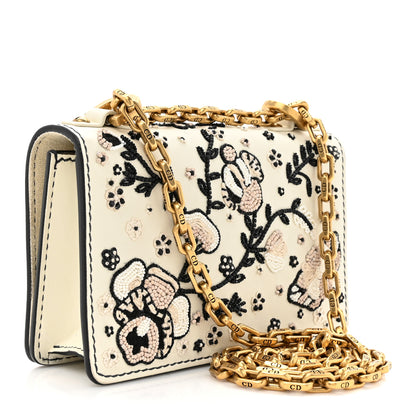 Christian Dior Smooth Calfskin Beaded Embroidered Floral Mini J'Adior Chain Flap Bag White 3 of 10