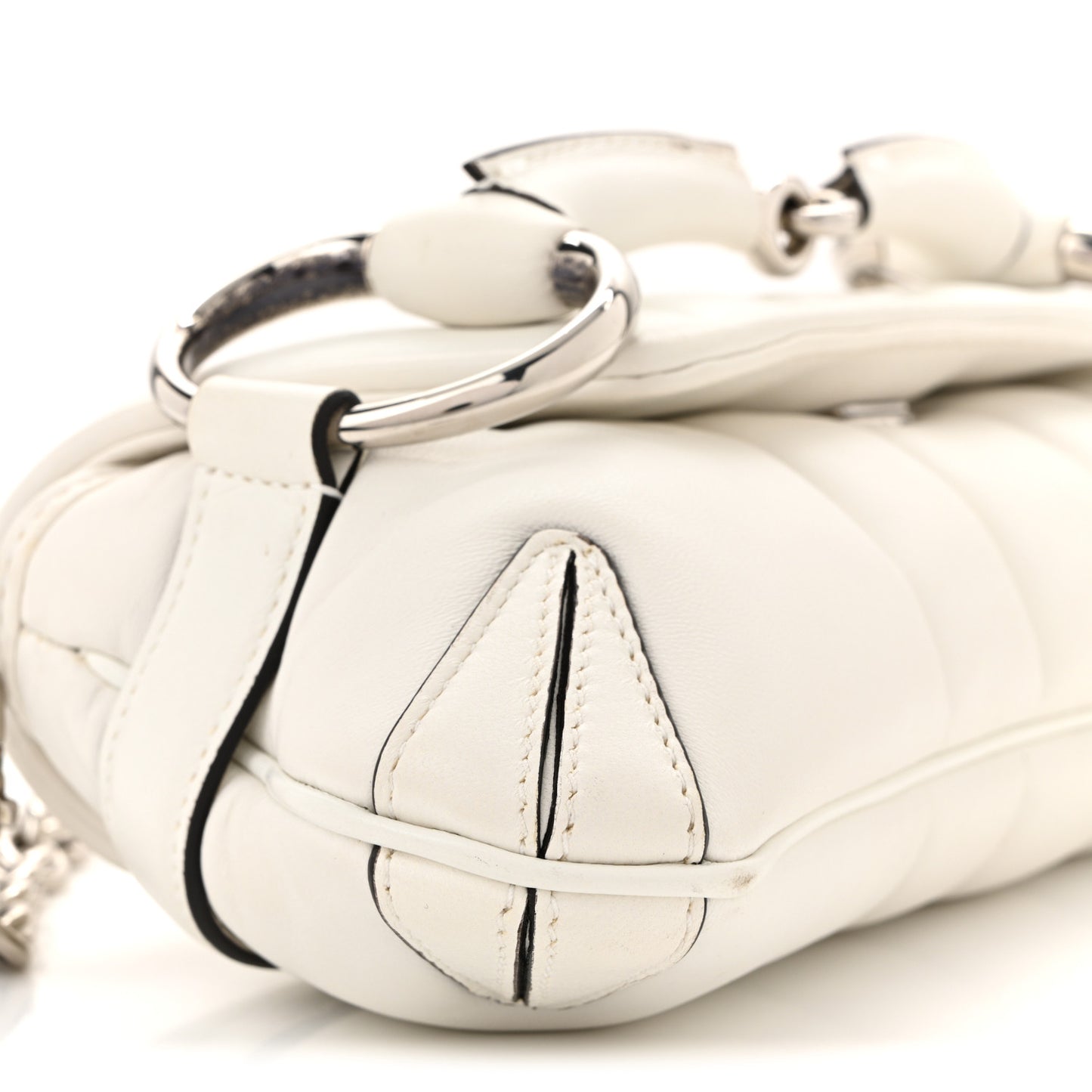 Nappa Vertical Matelasse Small Maxi Horsebit Chain Shoulder Bag Great White