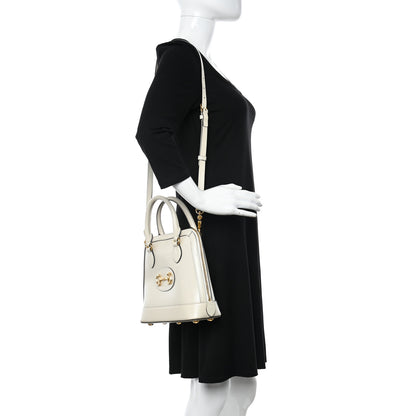 Gucci Boarded Plutone Calfskin Small Horsebit 1955 Top Handle Bag Mystic White 2 of 11