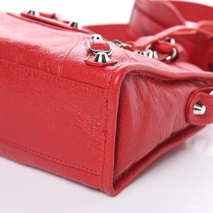 Balenciaga Agneau Classic Silver Hardware Mini City Logo Strap Rouge Cardinal Black 8 of 8