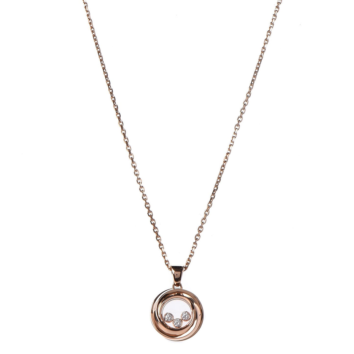 18K Rose Gold Diamond Happy Emotions Pendant Necklace