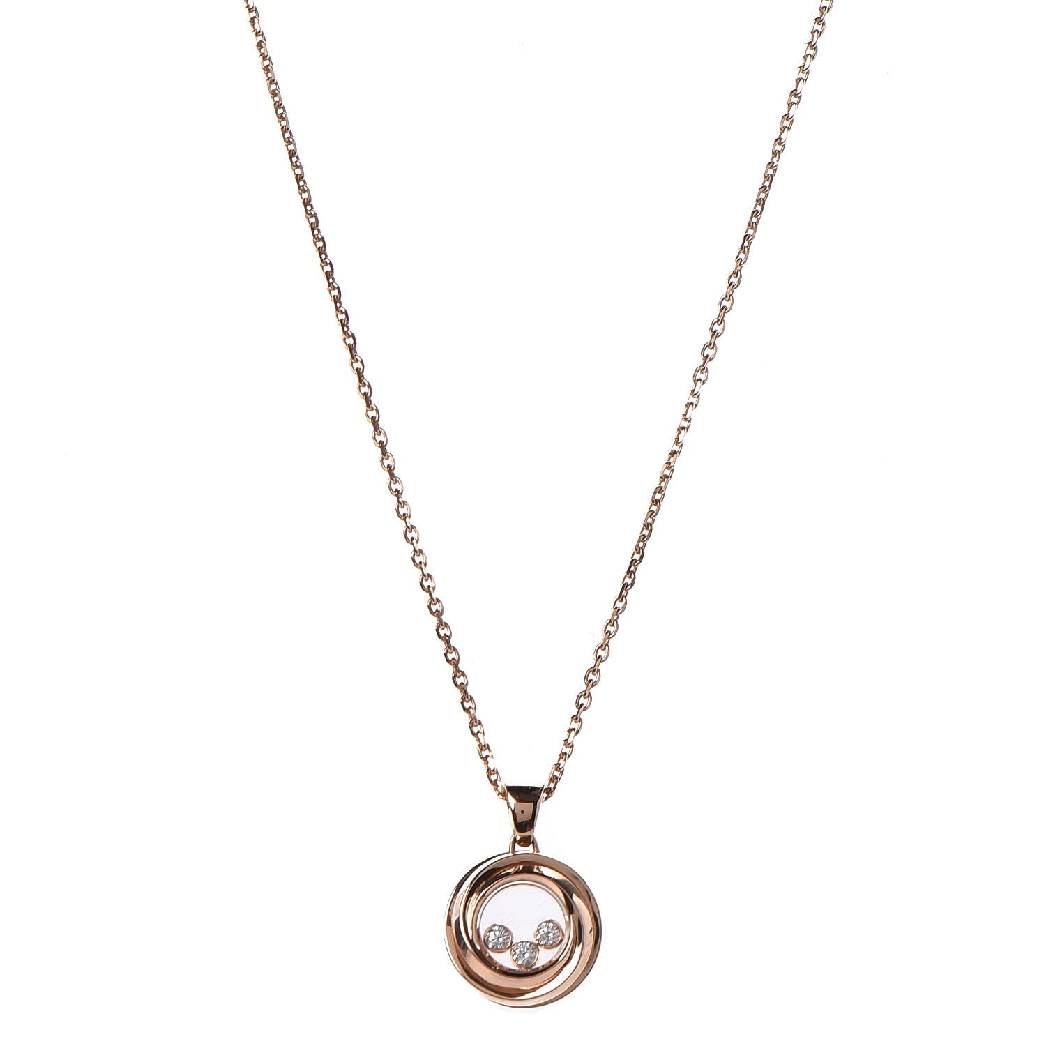 Chopard 18K Rose Gold Diamond Happy Emotions Pendant Necklace 1 of 8