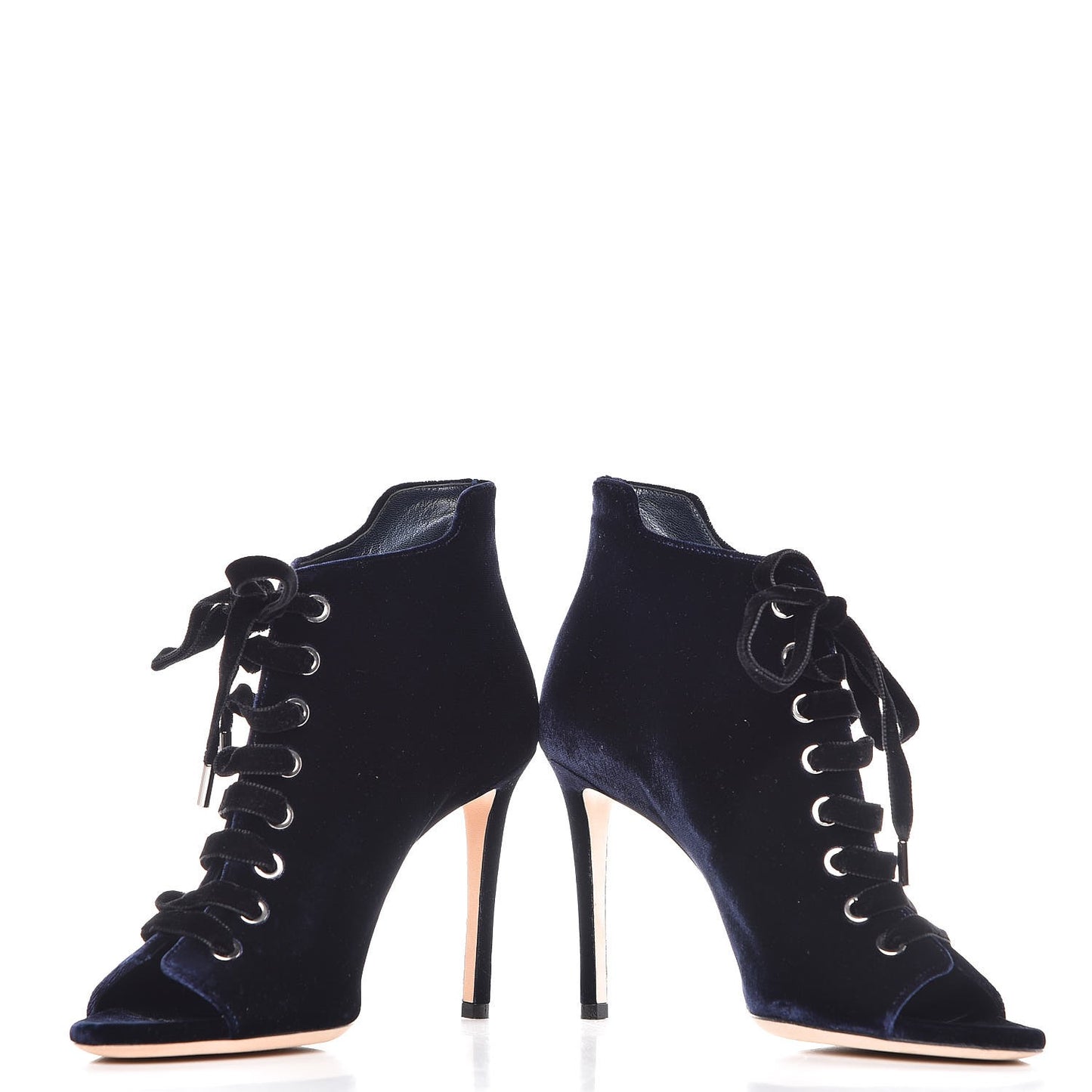 Velvet Lace Up Mavy Booties 37 Navy