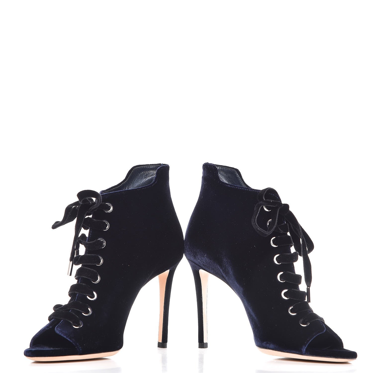 Jimmy Choo Velvet Lace Up Mavy Booties 37 Navy 5 of 10