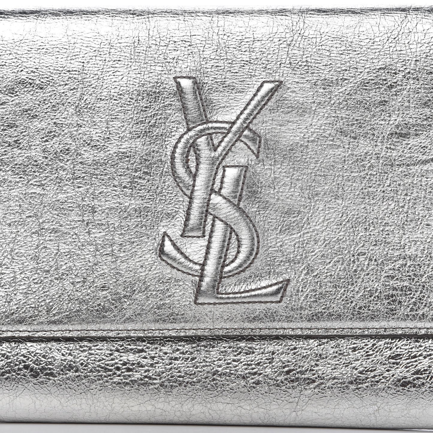 Metallic Calfskin Monogram Large Belle De Jour Clutch Silver