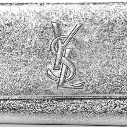 Saint Laurent Metallic Calfskin Monogram Large Belle De Jour Clutch Silver 9 of 9