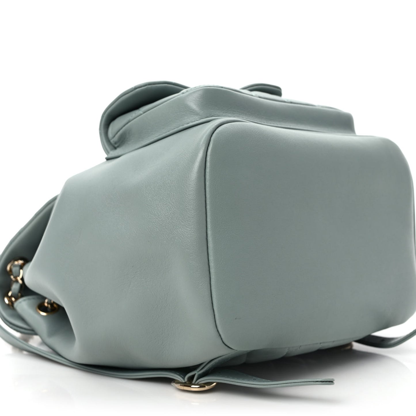 Lambskin Quilted Large Duma Drawstring Backpack Grey