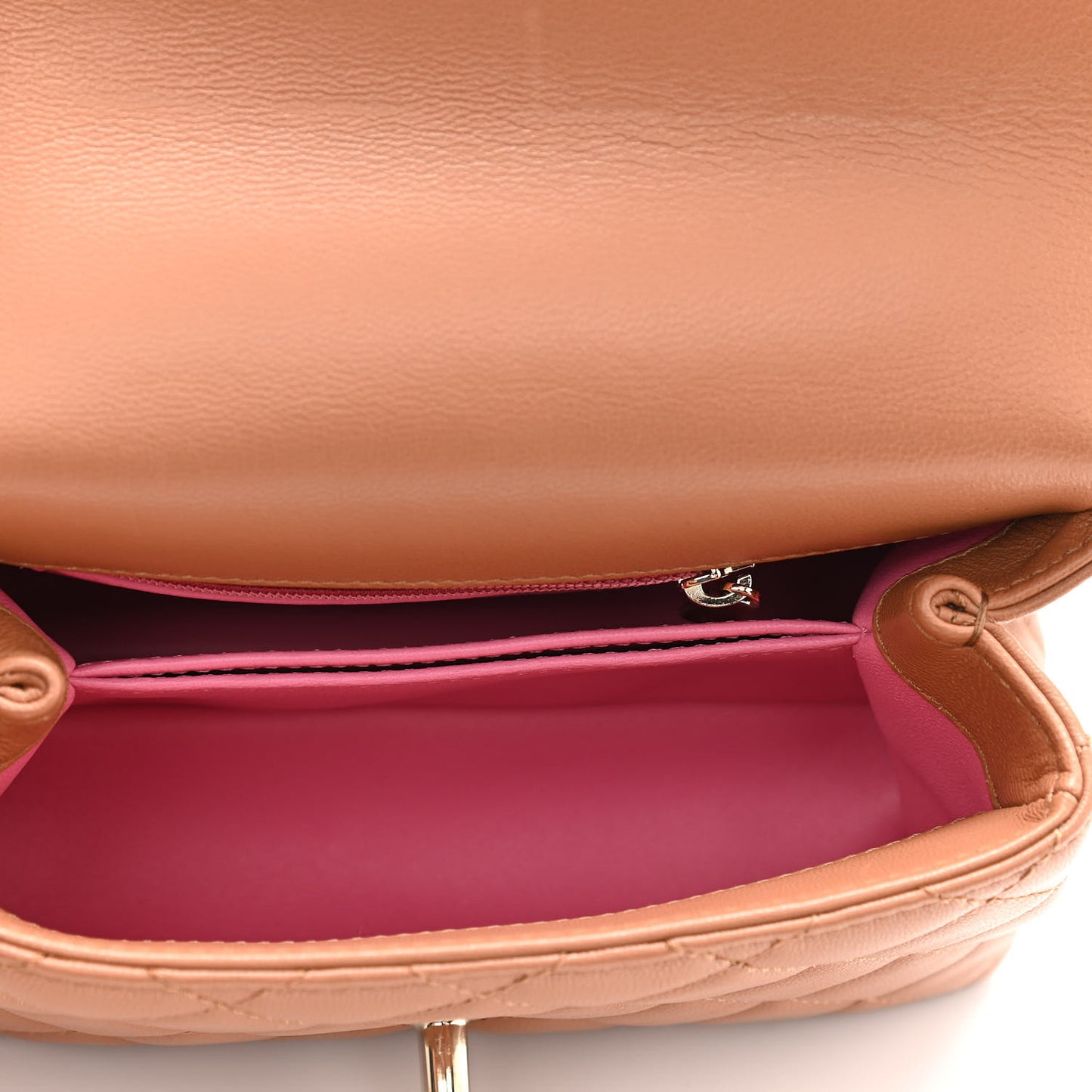 Goatskin Quilted Extra Mini Rainbow Coco Handle Flap Brown