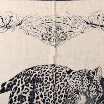 Hermes Cashmere Silk Jungle Love Tattoo Shawl 140 Natural Bleu Black 2 of 7