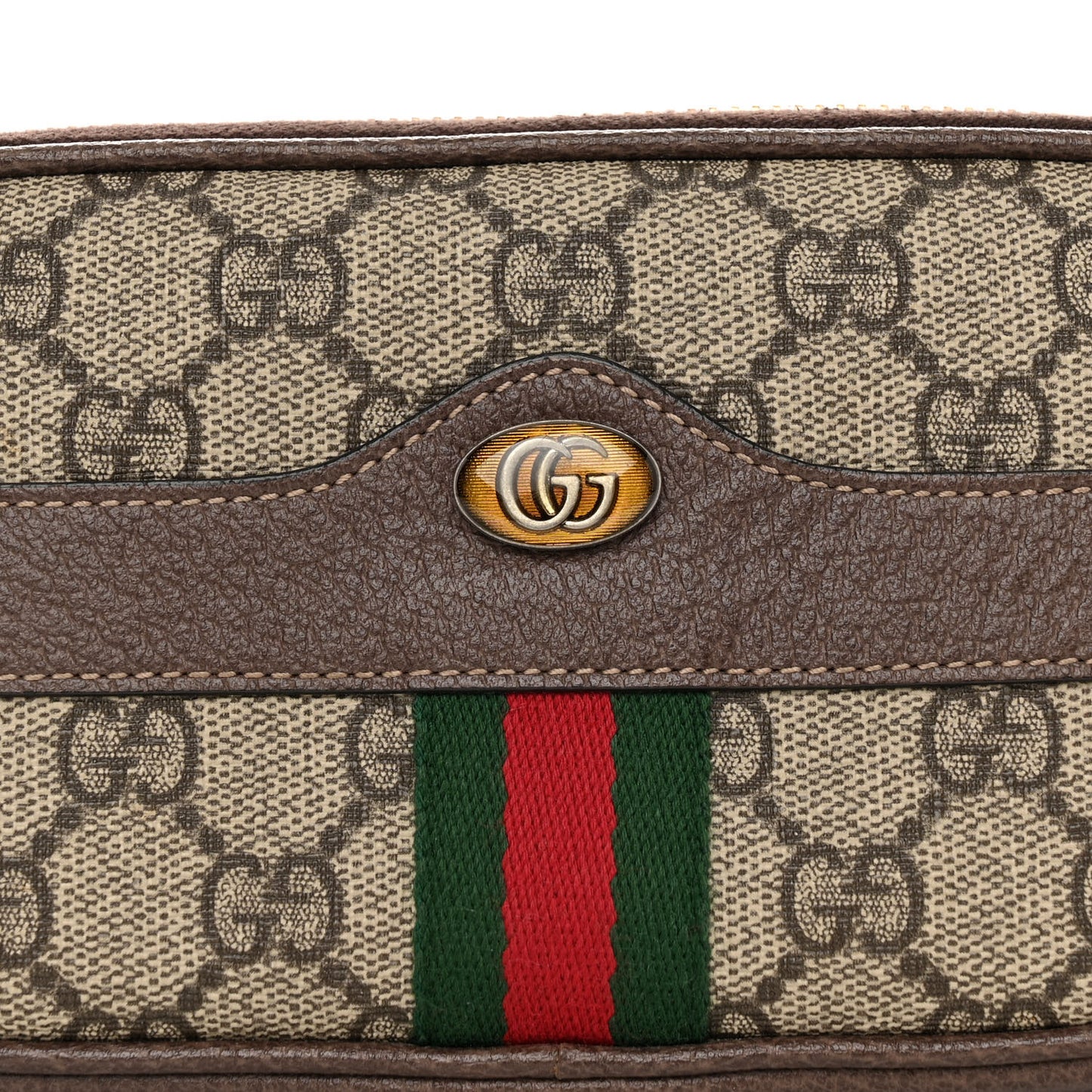 GG Supreme Monogram Web Ophidia Belted iPhone Case 85 34 Dark Brown