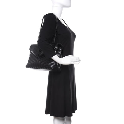 Saint Laurent Calfskin Y Quilted Monogram Medium Loulou Chain Satchel Black 2 of 12