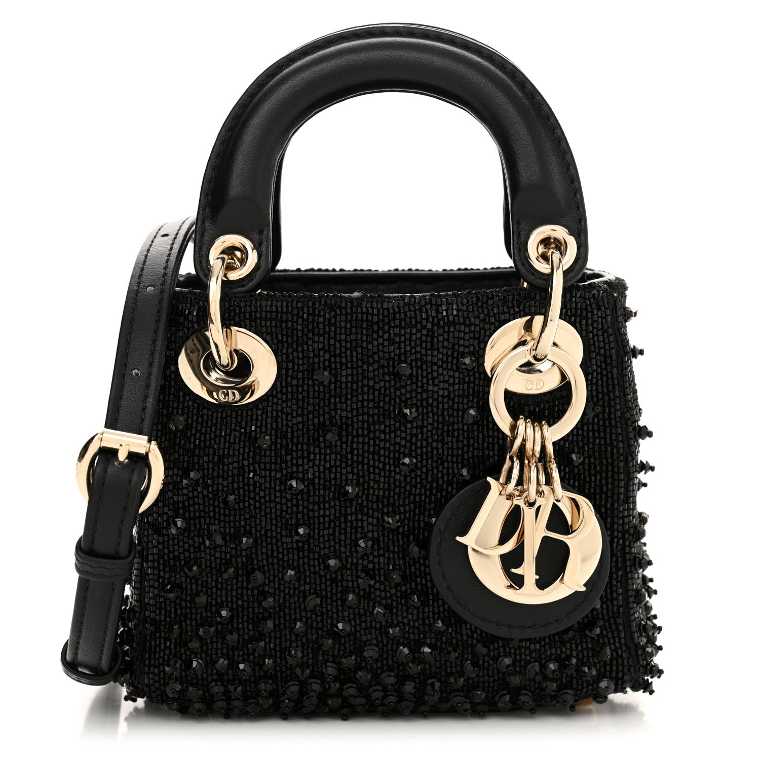 Christian Dior Lambskin Beaded Micro Lady Dior Black 1 of 12