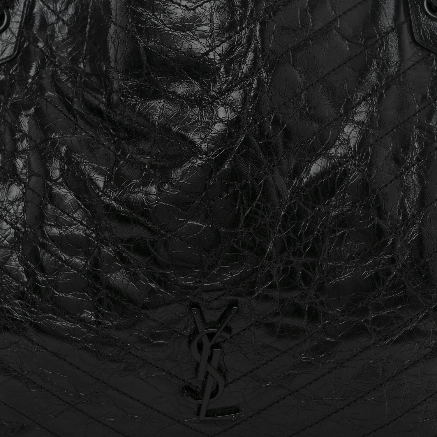 Saint Laurent Crinkled Calfskin Matelasse Monogram Large Niki Shopper Tote Black 8 of 10